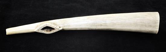 A 19th century or earlier African ivory oliphant, 15.5in.